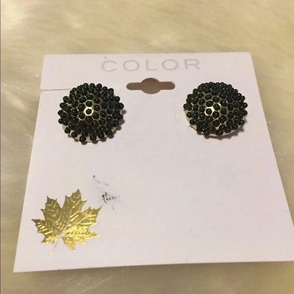 🆕 Color Brand Green & Gold Stud Earrings - Picture 3 of 4